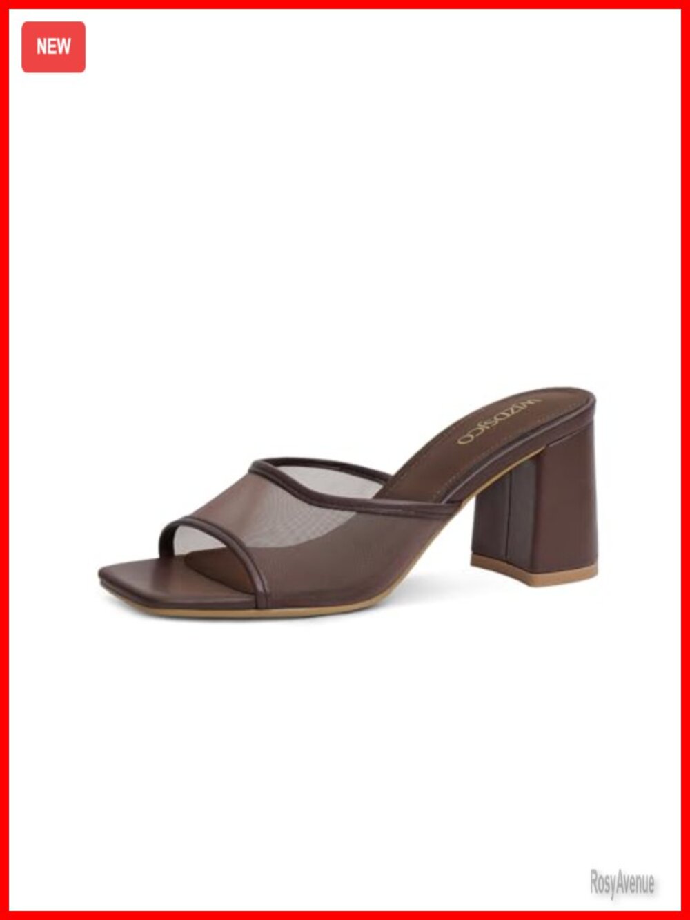 Women's Heeled Sandals Mesh Mules Square Open Toe Block Chunky Heel Slip On